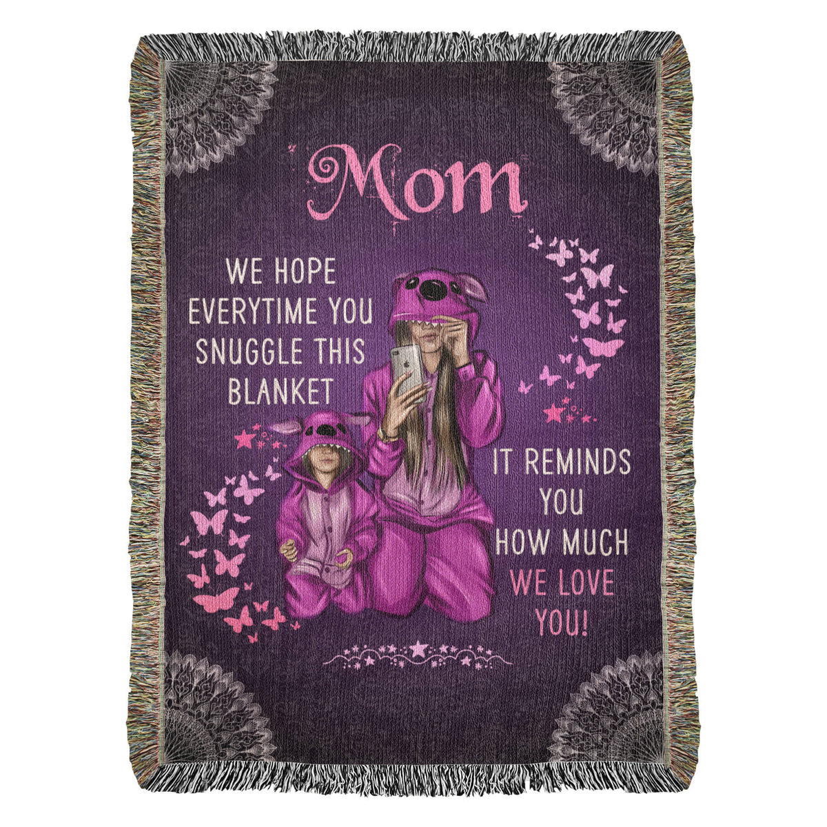 To My Mom, Feel Hugs Of Love (Plaid) — Heirloom Woven Blanket
