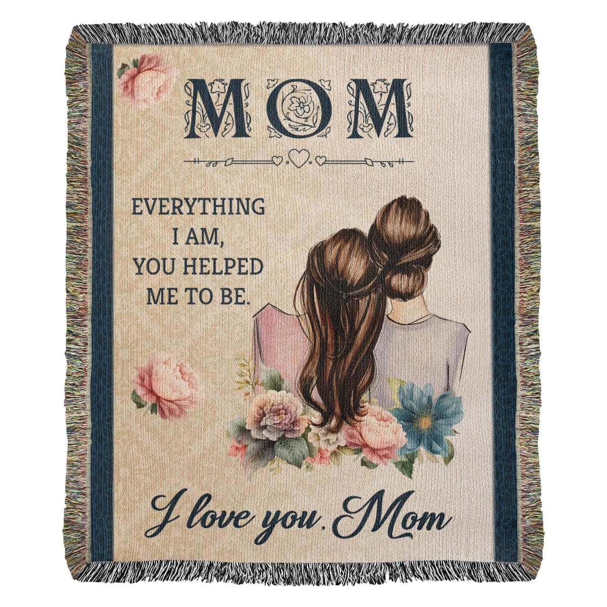 To My Mom, Heart Of Our Family (Elephants) — Heirloom Woven Blanket