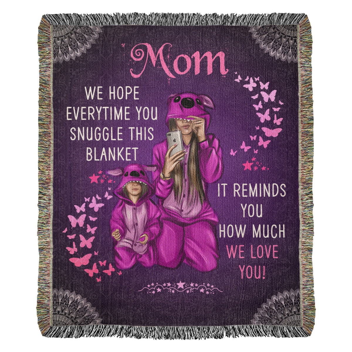To My Mom, Feel Hugs Of Love (Plaid) — Heirloom Woven Blanket