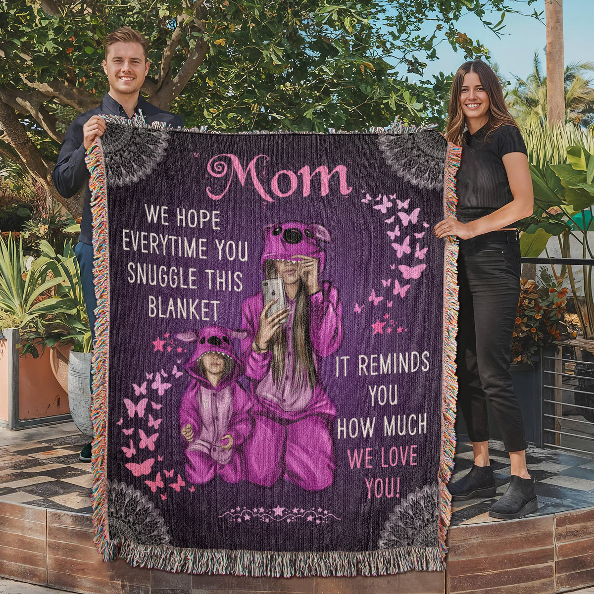 Grandpa, Feel Our Hugs (Sunflowers) — Heirloom Woven Blanket