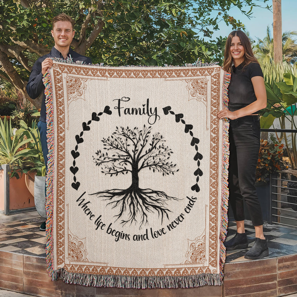Family Tree, Where Life Begins — Heirloom Woven Blanket