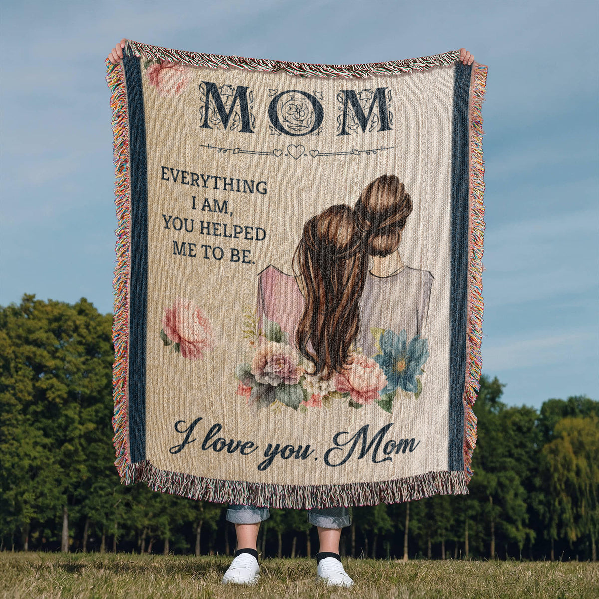 To My Mom, Heart Of Our Family (Elephants) — Heirloom Woven Blanket