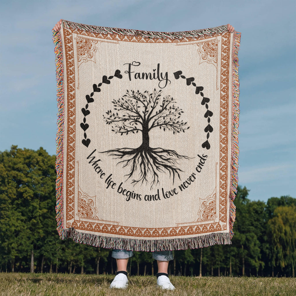 Family Tree, Where Life Begins — Heirloom Woven Blanket