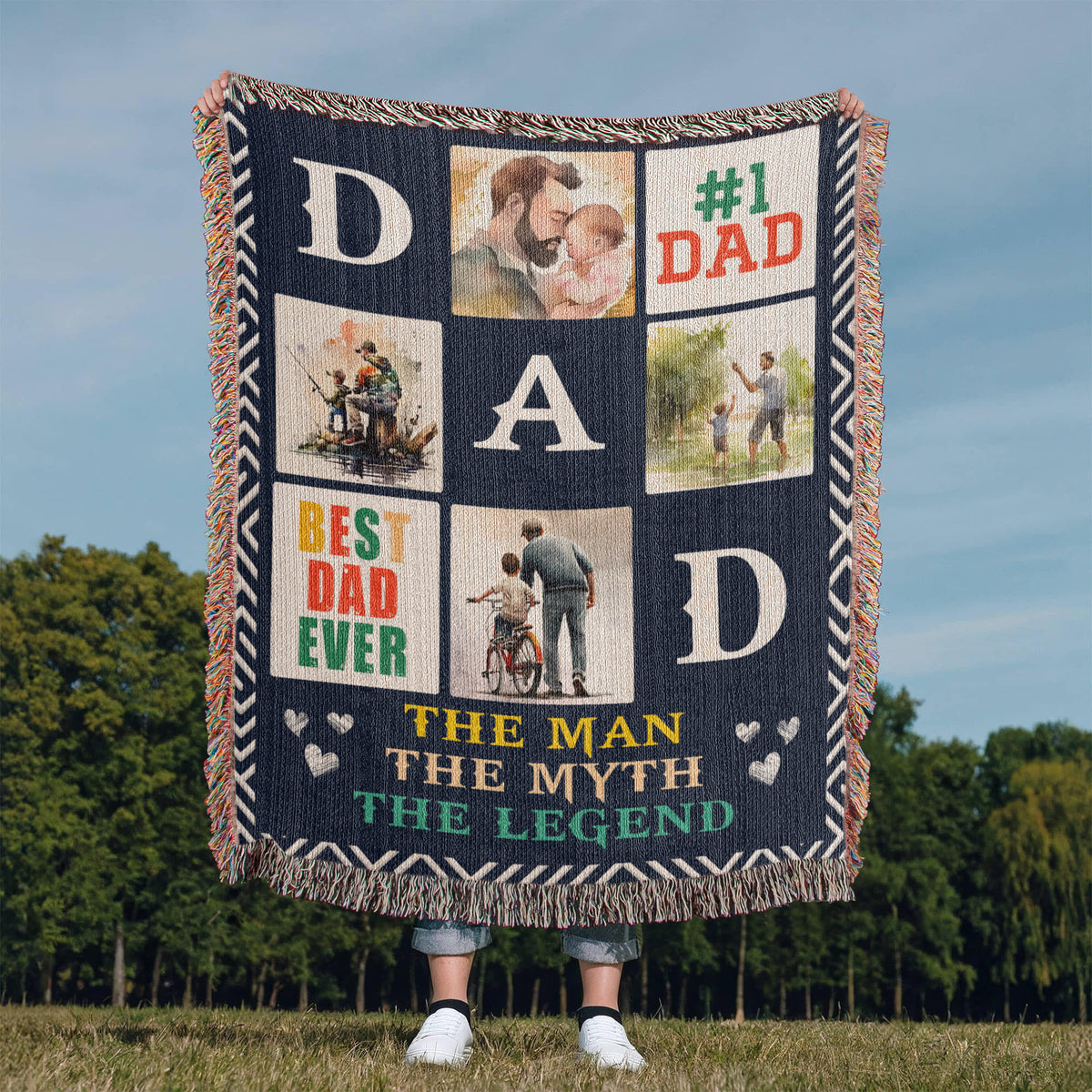 Best Dad Ever, The Man The Myth The Legend — Heirloom Woven Blanket