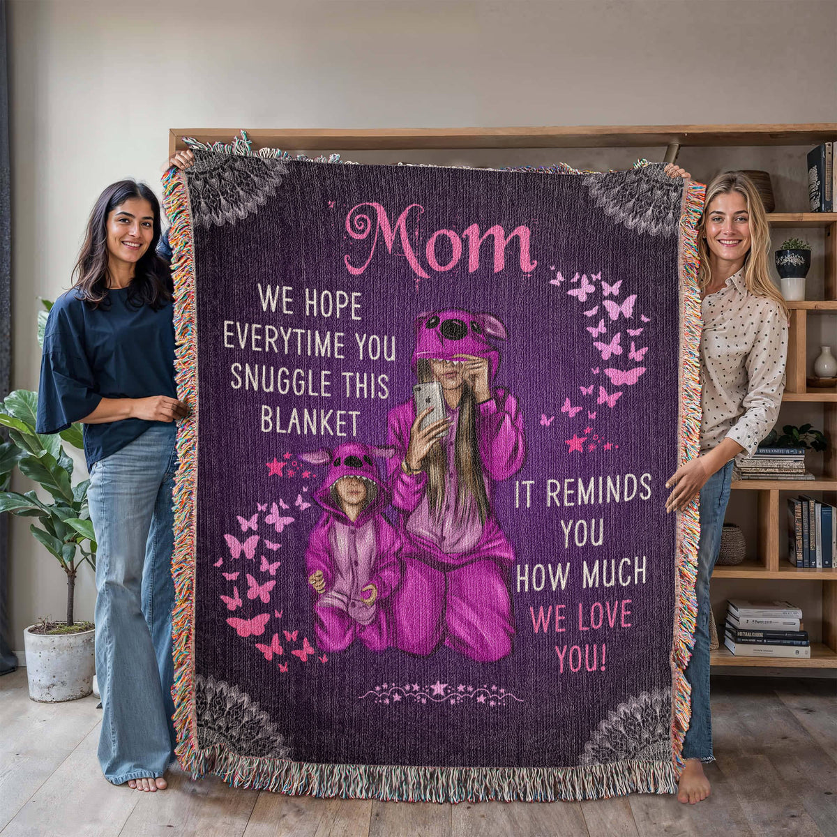 To My Mom, Feel Hugs Of Love (Plaid) — Heirloom Woven Blanket