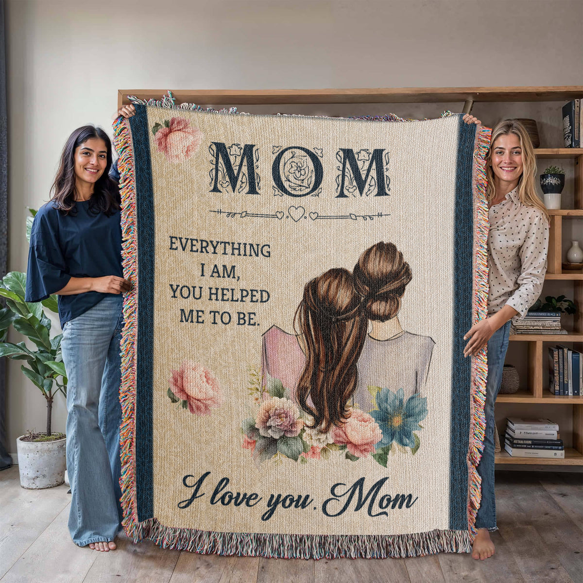 To My Mom, Heart Of Our Family (Elephants) — Heirloom Woven Blanket