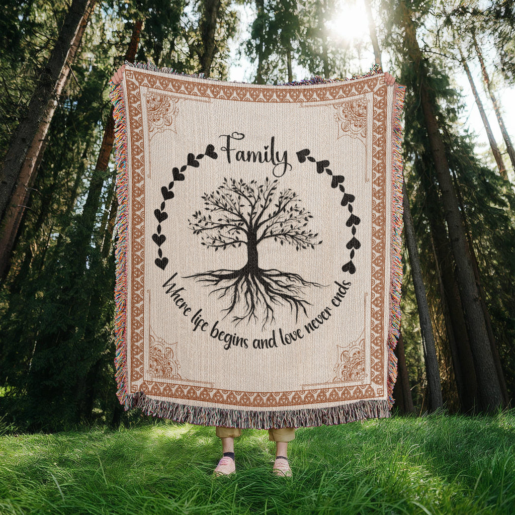 Family Tree, Where Life Begins — Heirloom Woven Blanket