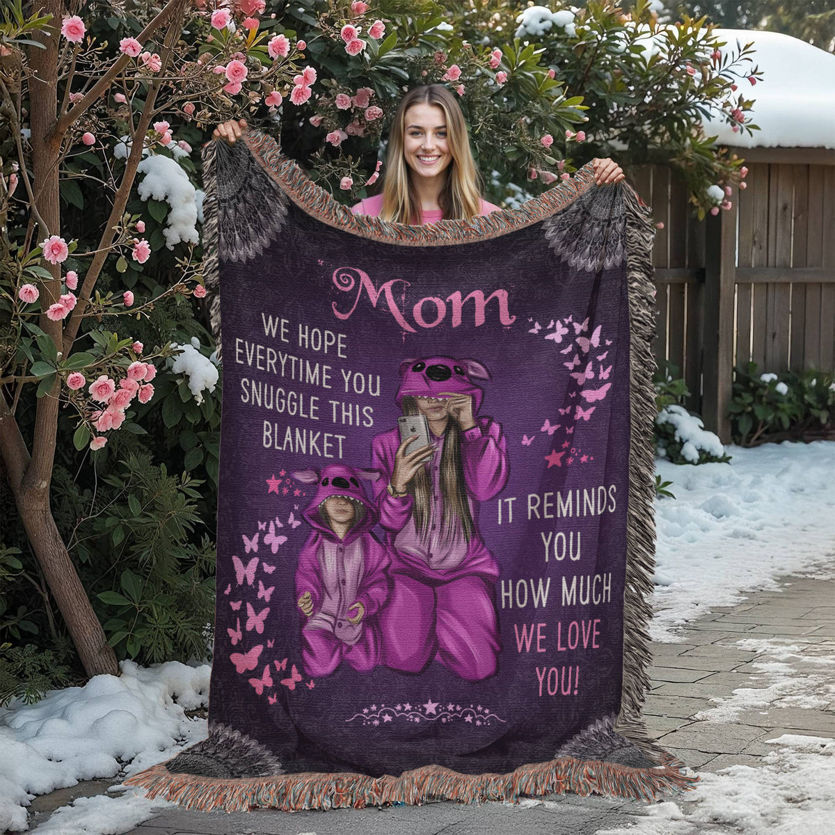 To My Mom, Feel Hugs Of Love (Plaid) — Heirloom Woven Blanket