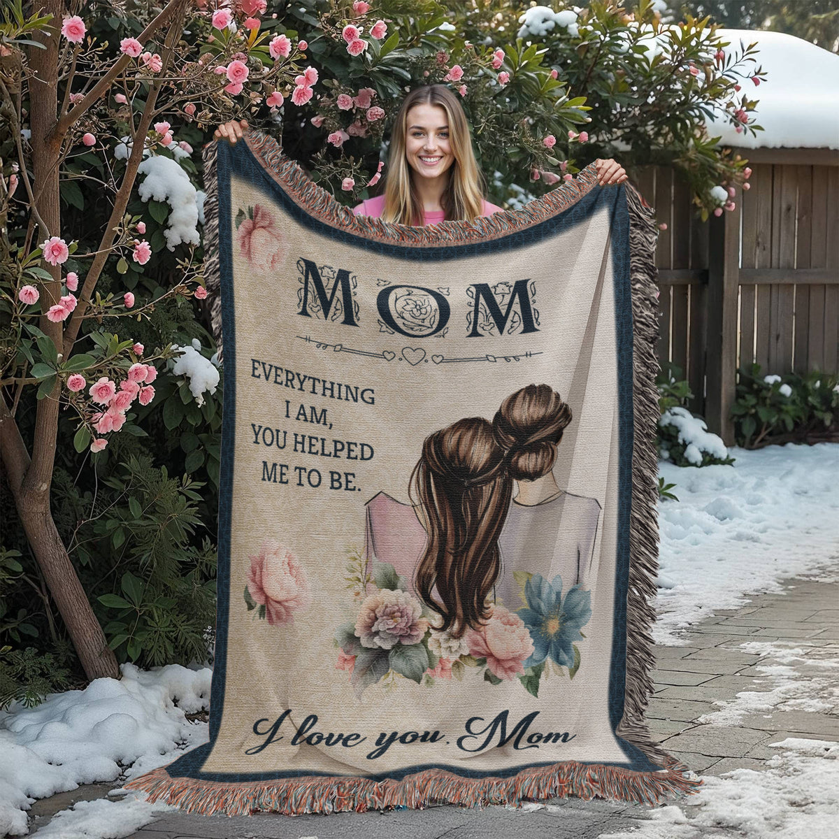 To My Mom, Heart Of Our Family (Elephants) — Heirloom Woven Blanket