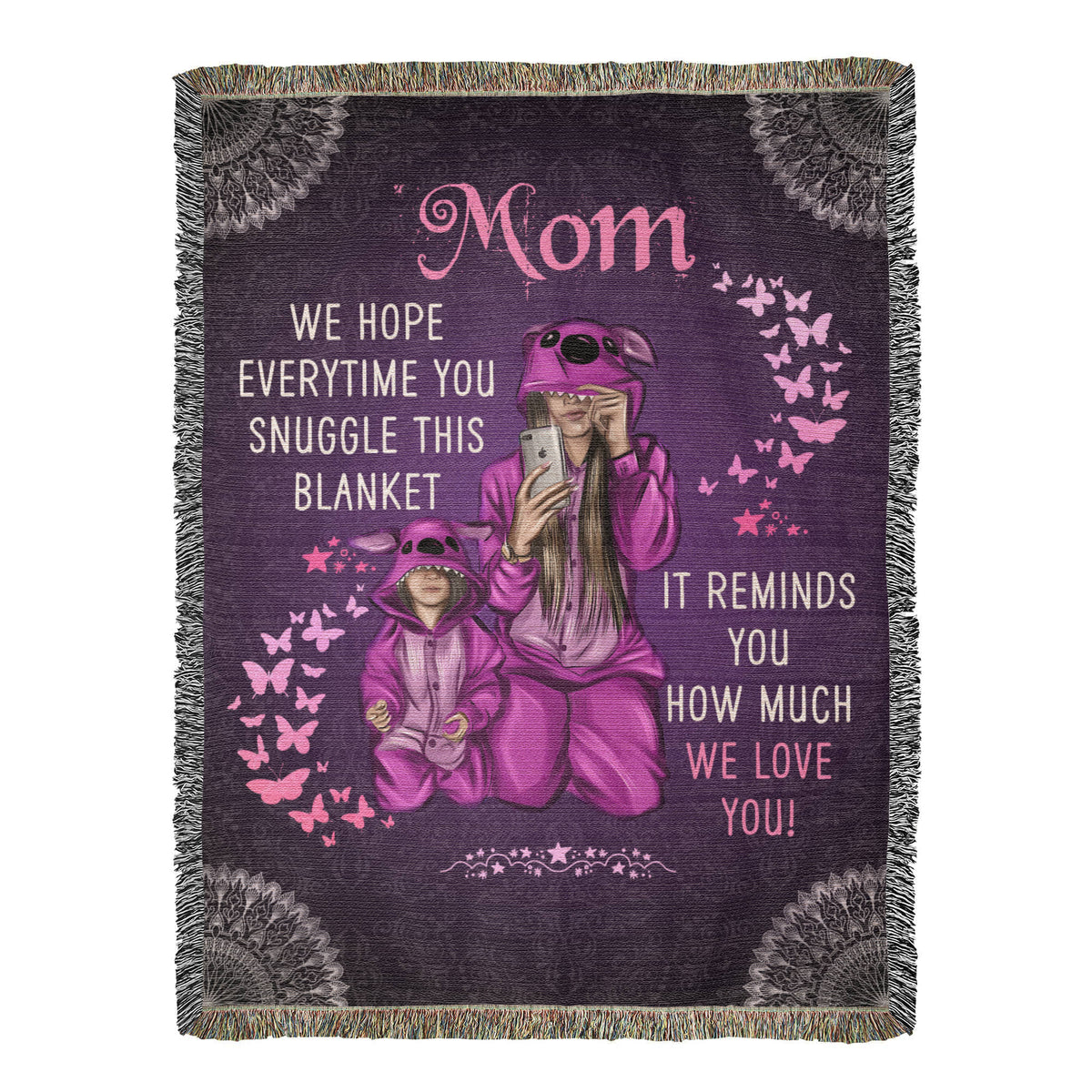 To My Mom, Feel Hugs Of Love (Plaid) — Heirloom Woven Blanket
