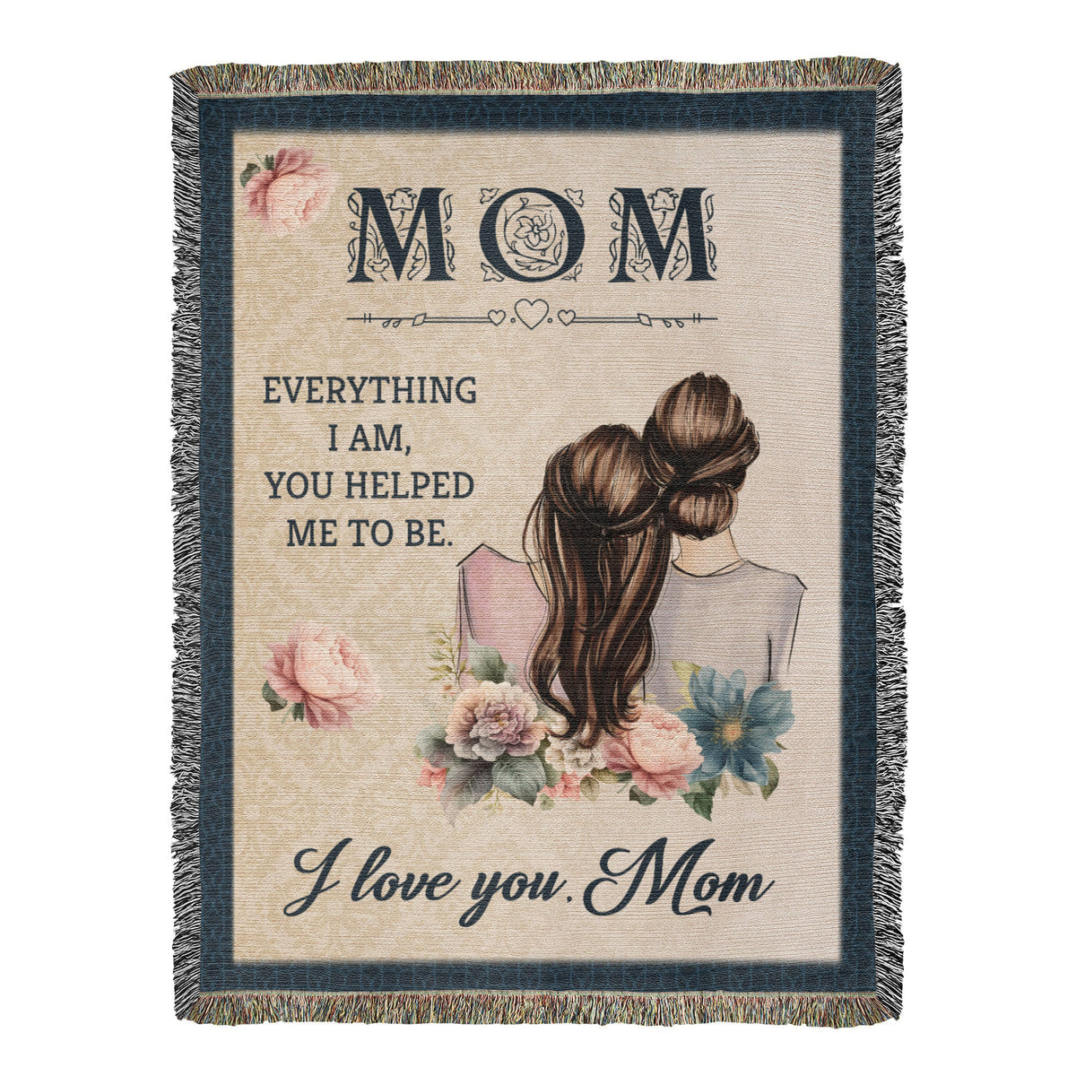 To My Mom, Heart Of Our Family (Elephants) — Heirloom Woven Blanket