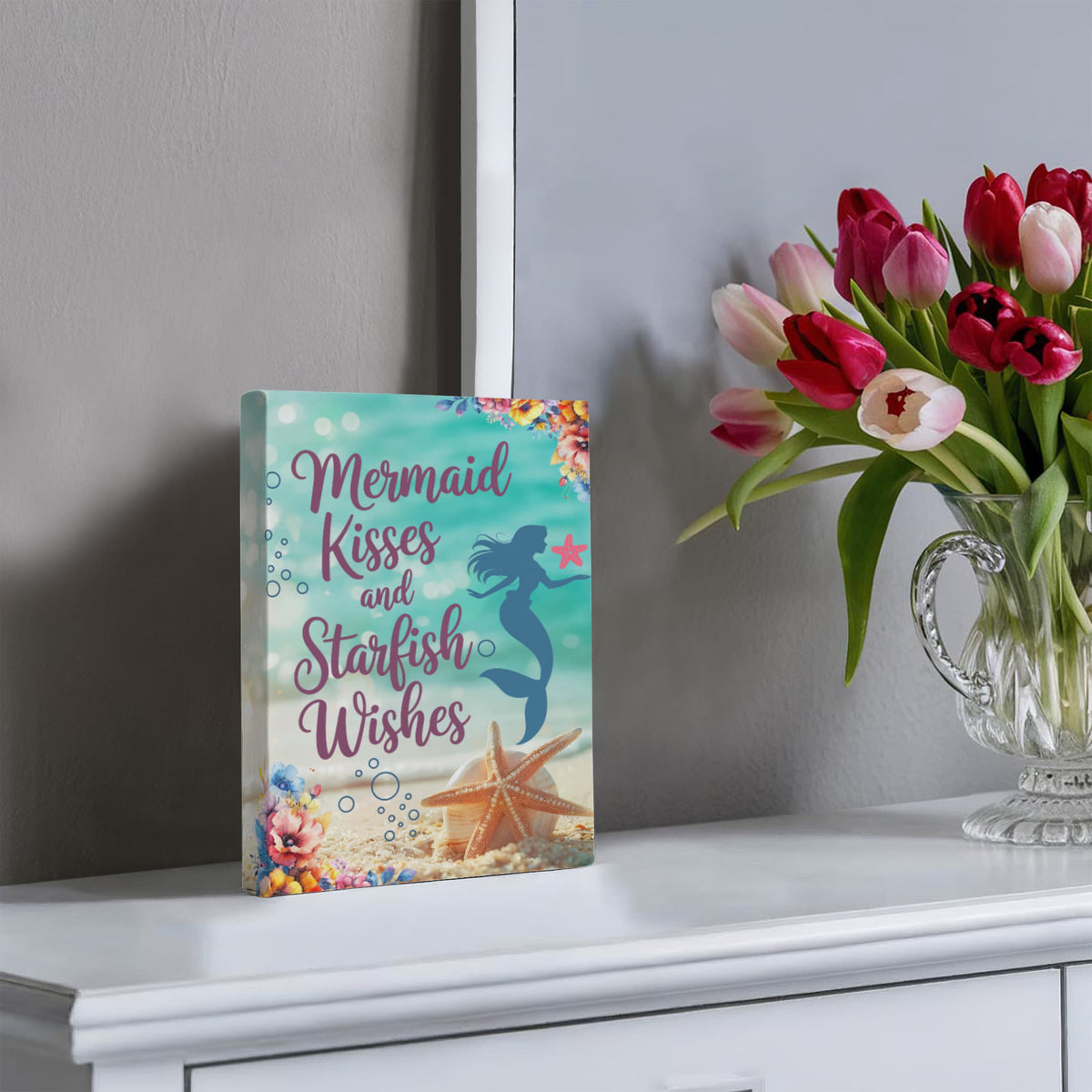 Mermaid Kisses And Starfish Wishes Gallery Wrapped Canvas