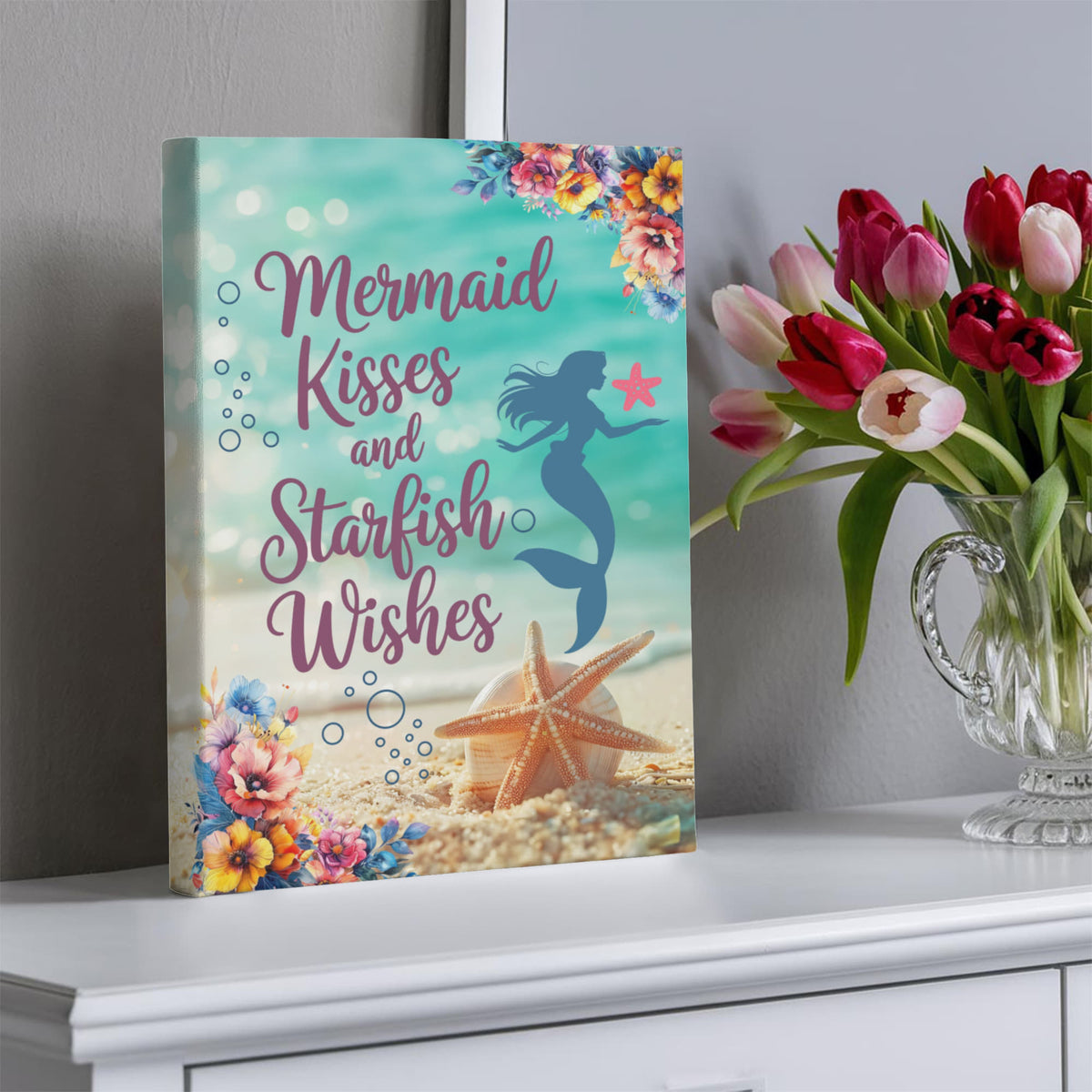 Mermaid Kisses And Starfish Wishes Gallery Wrapped Canvas