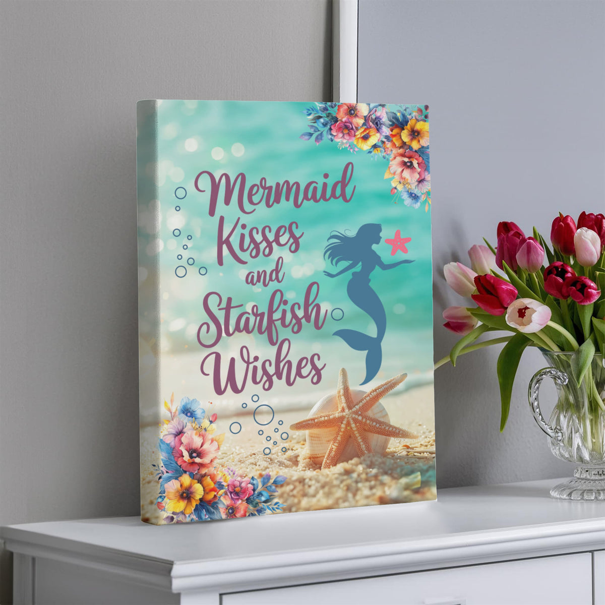 Mermaid Kisses And Starfish Wishes Gallery Wrapped Canvas