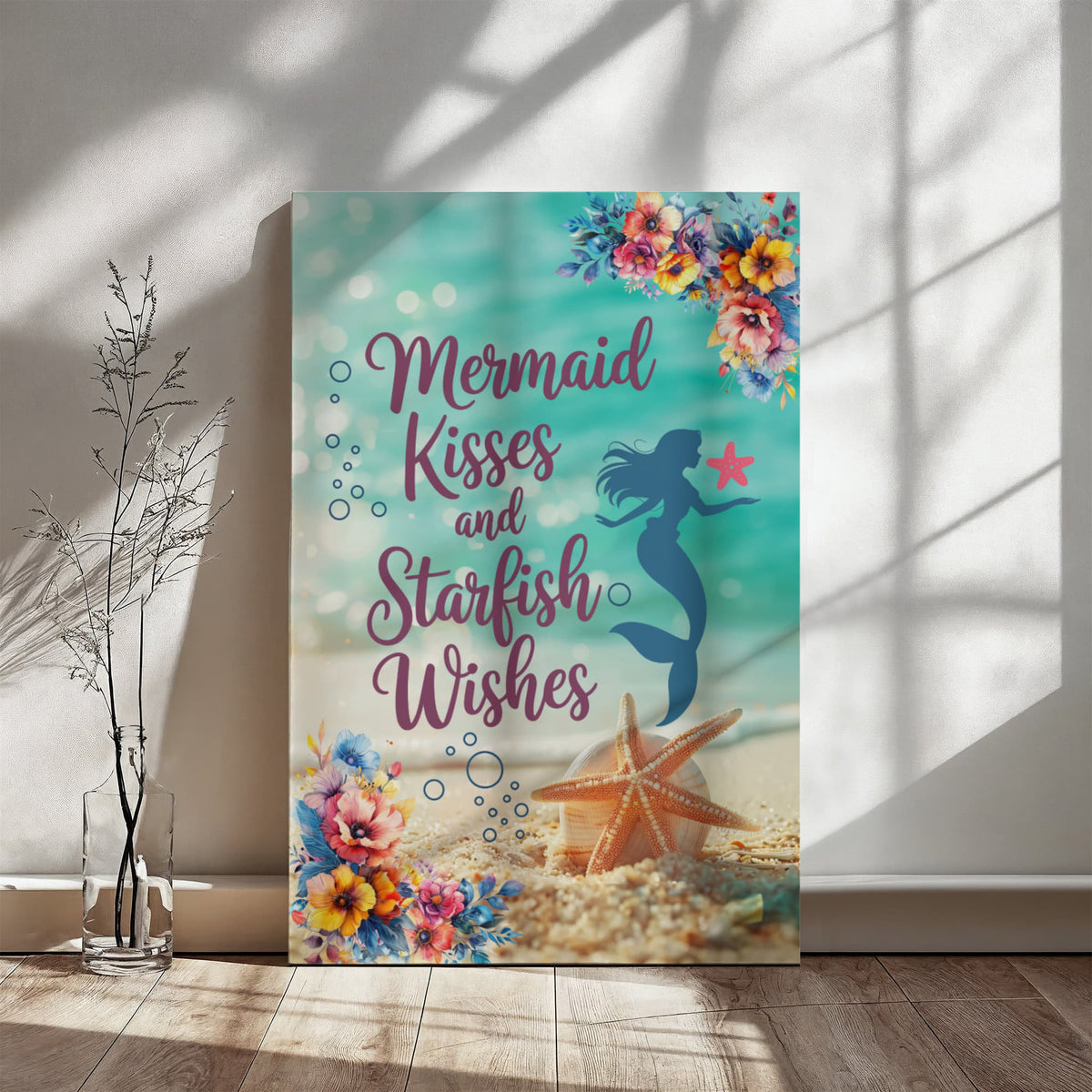 Mermaid Kisses And Starfish Wishes Gallery Wrapped Canvas