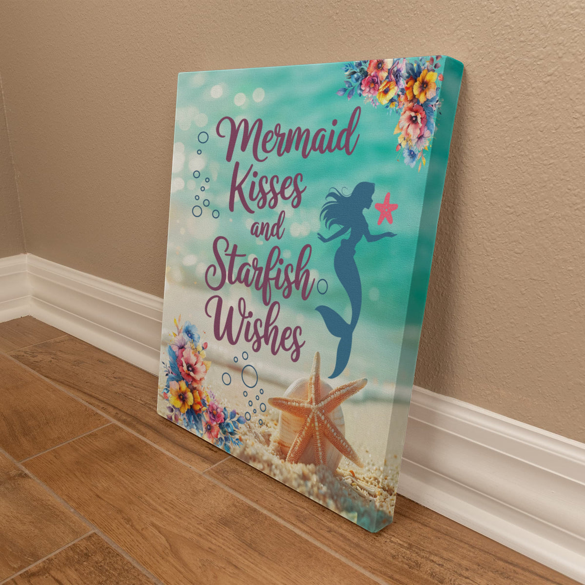 Mermaid Kisses And Starfish Wishes Gallery Wrapped Canvas