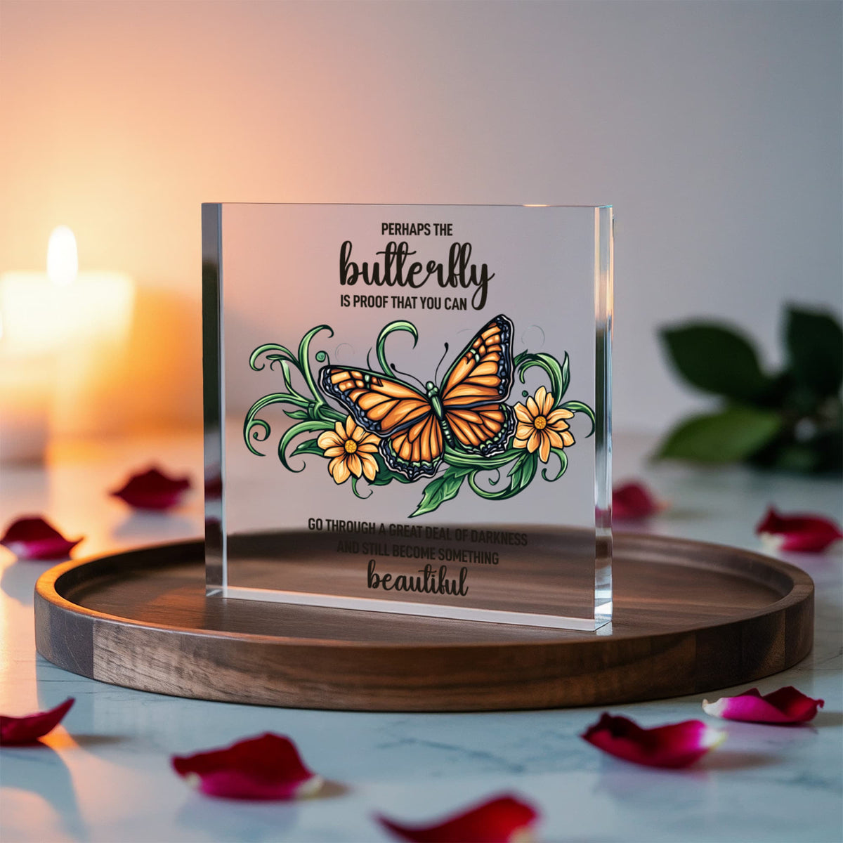 Perhaps The Butterfly Is Proof Acrylic Block - Inspirational Gift