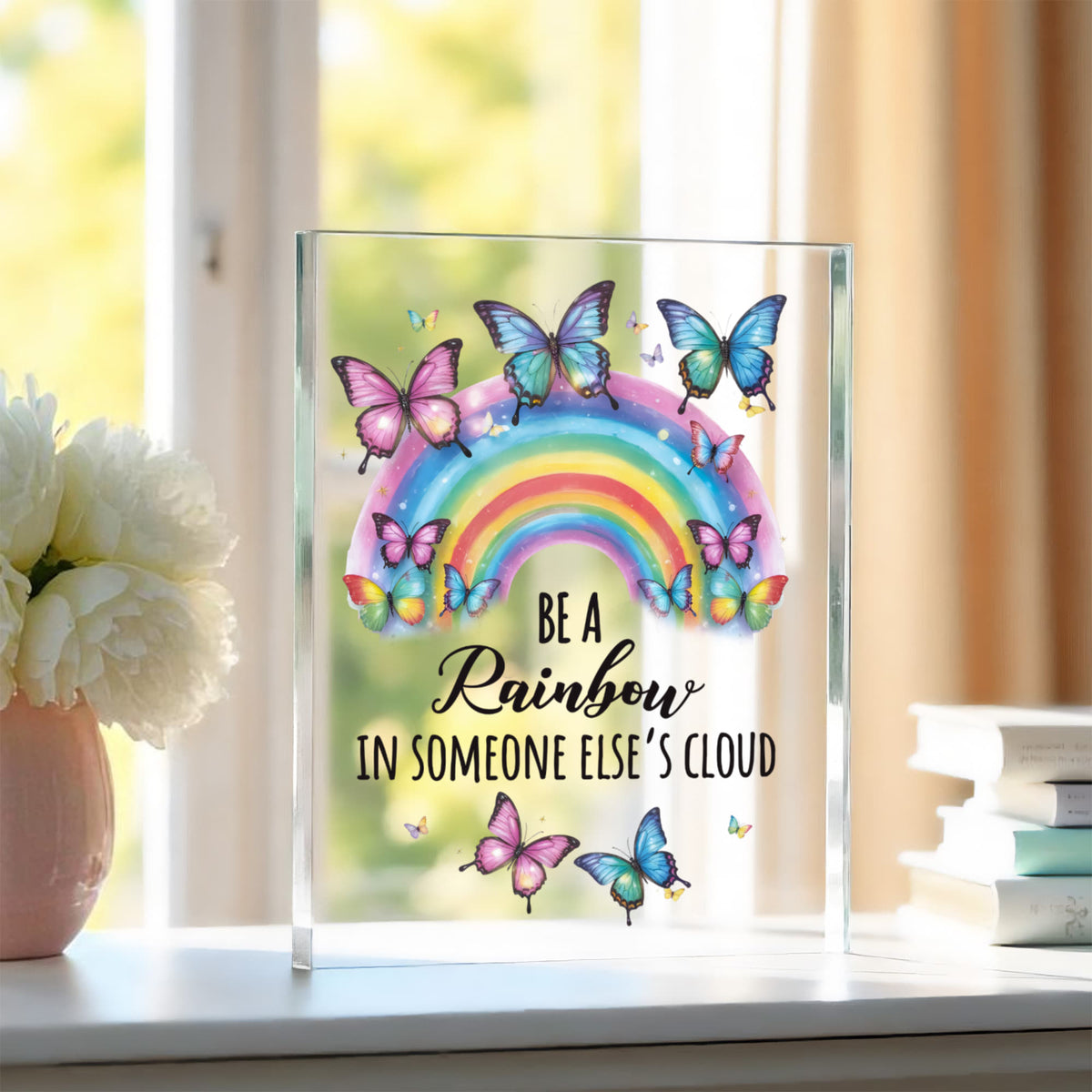 Be A Rainbow In Someone Else's Cloud Acrylic Block - Inspirational Gift