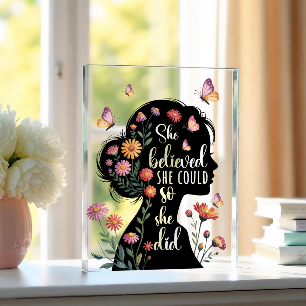 She Believed She Could So She Did Acrylic Block - Gift for Her