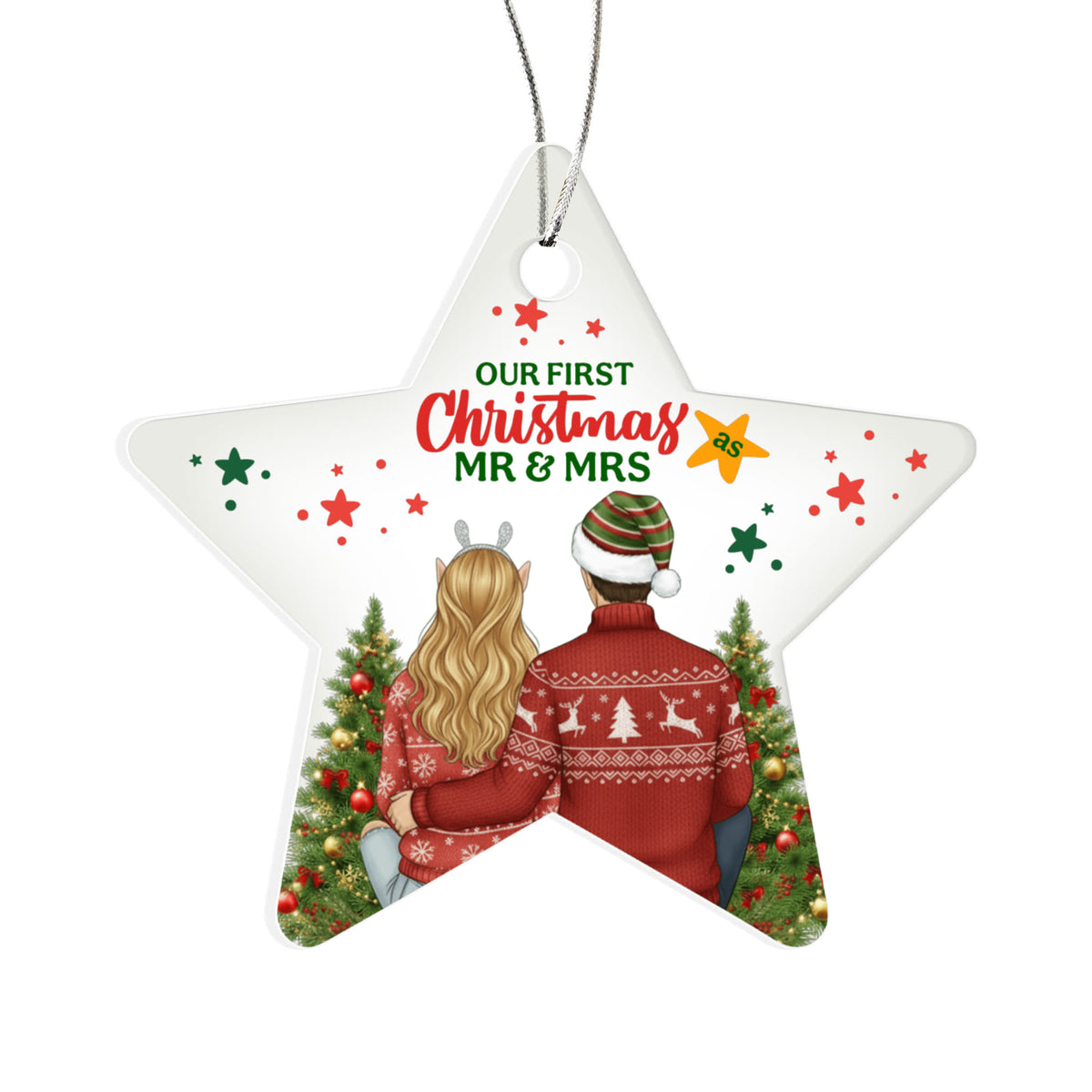 Our First Christmas Mr and Mrs Acrylic Star Ornament, Couple Christmas Ornament Gift