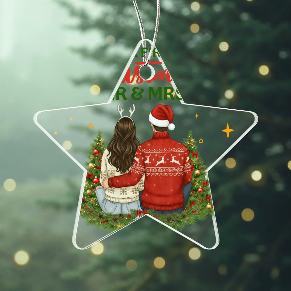 Our First Christmas As Mr & Mrs Acrylic Star Ornament