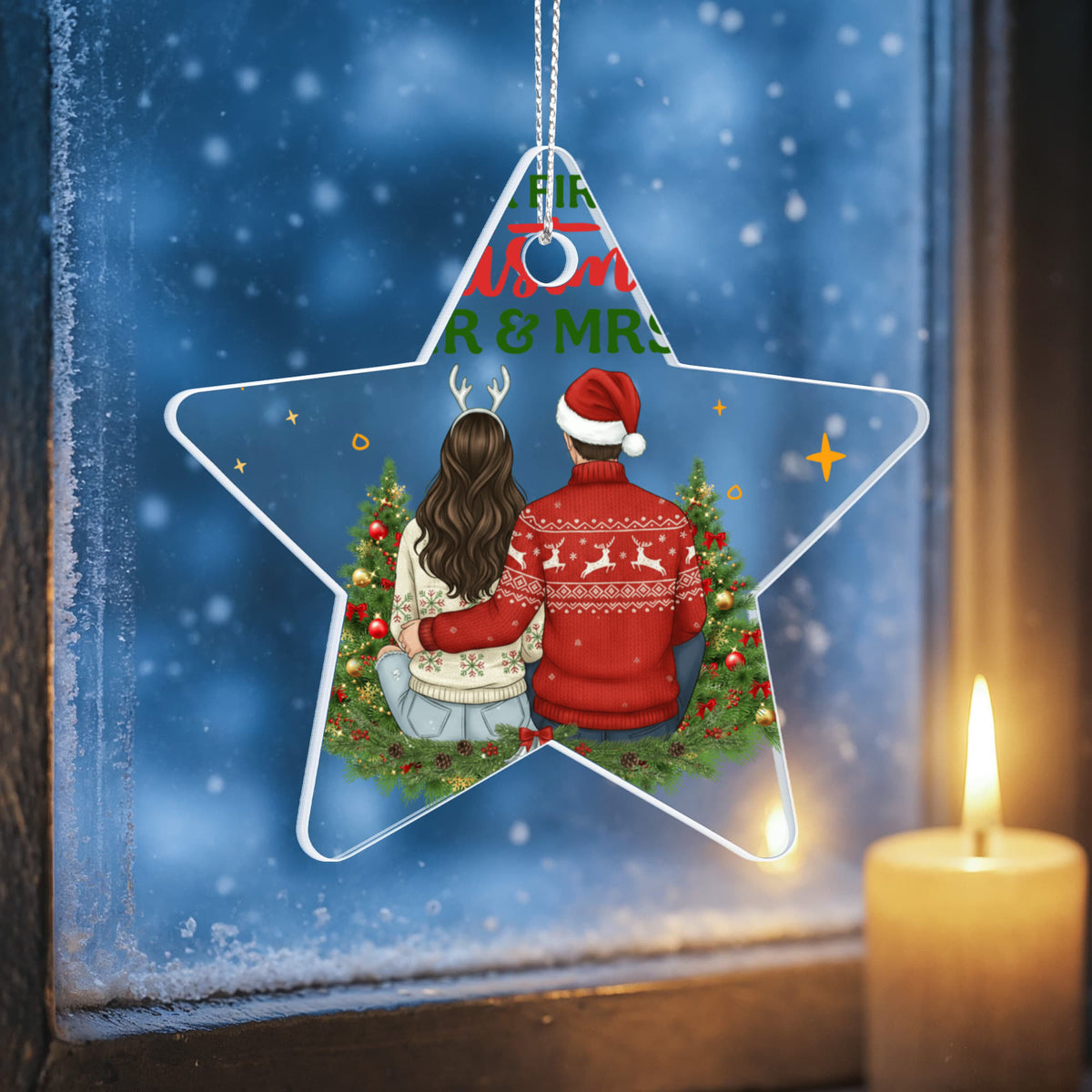 Our First Christmas As Mr & Mrs Acrylic Star Ornament