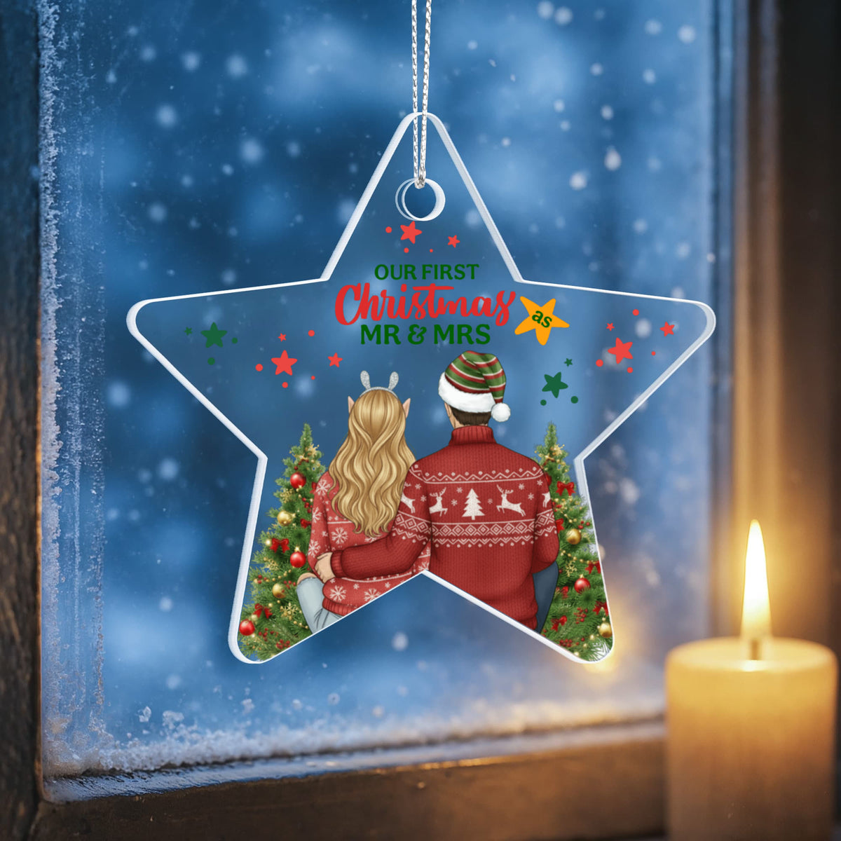 Our First Christmas Mr and Mrs Acrylic Star Ornament, Couple Christmas Ornament Gift
