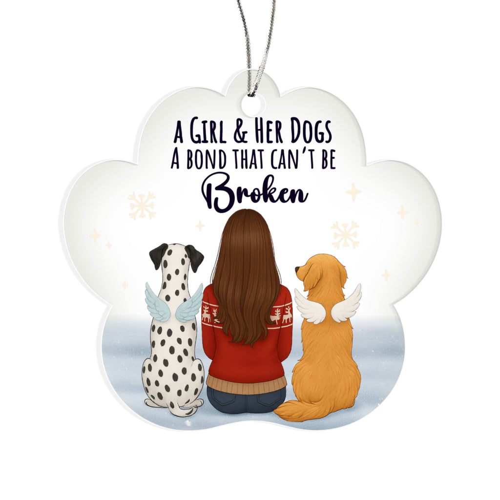 A Girl And Her Dogs Acrylic Paw Ornament - Gift for Friend