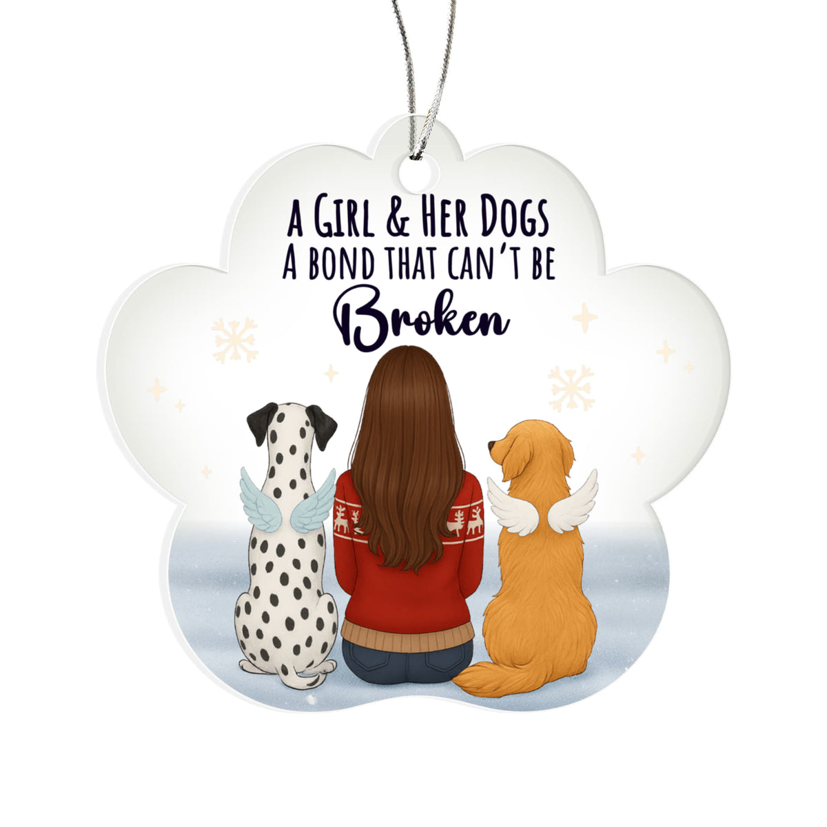 A Girl And Her Dogs Acrylic Paw Ornament - Gift for Friend