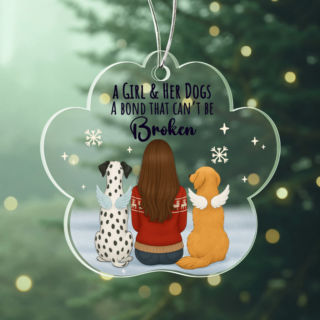 A Girl And Her Dogs Acrylic Paw Ornament - Gift for Friend