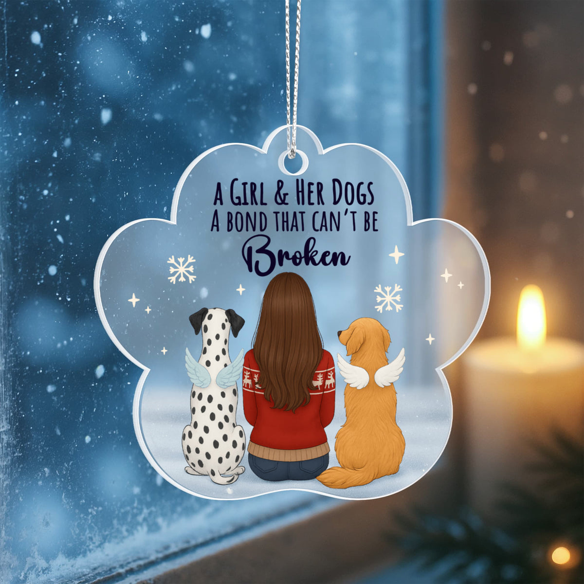 A Girl And Her Dogs Acrylic Paw Ornament - Gift for Friend