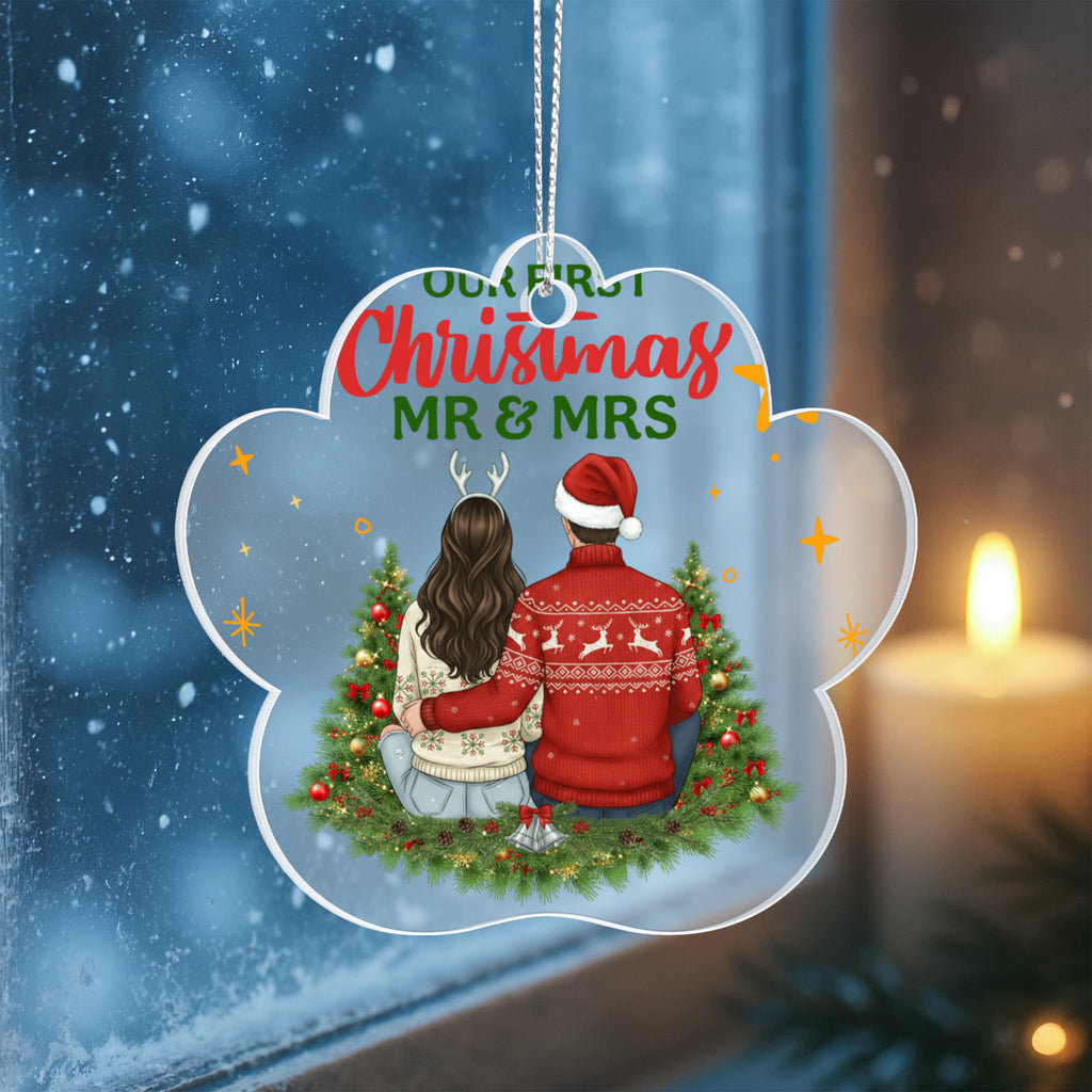 Our First Christmas As Mr & Mrs Acrylic Paw Ornament