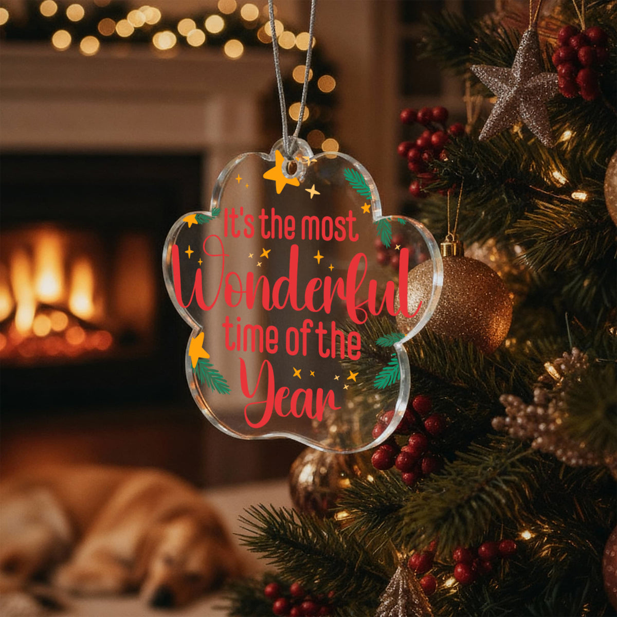 It's The Most Wonderful Time Of The Year Acrylic Paw Ornament