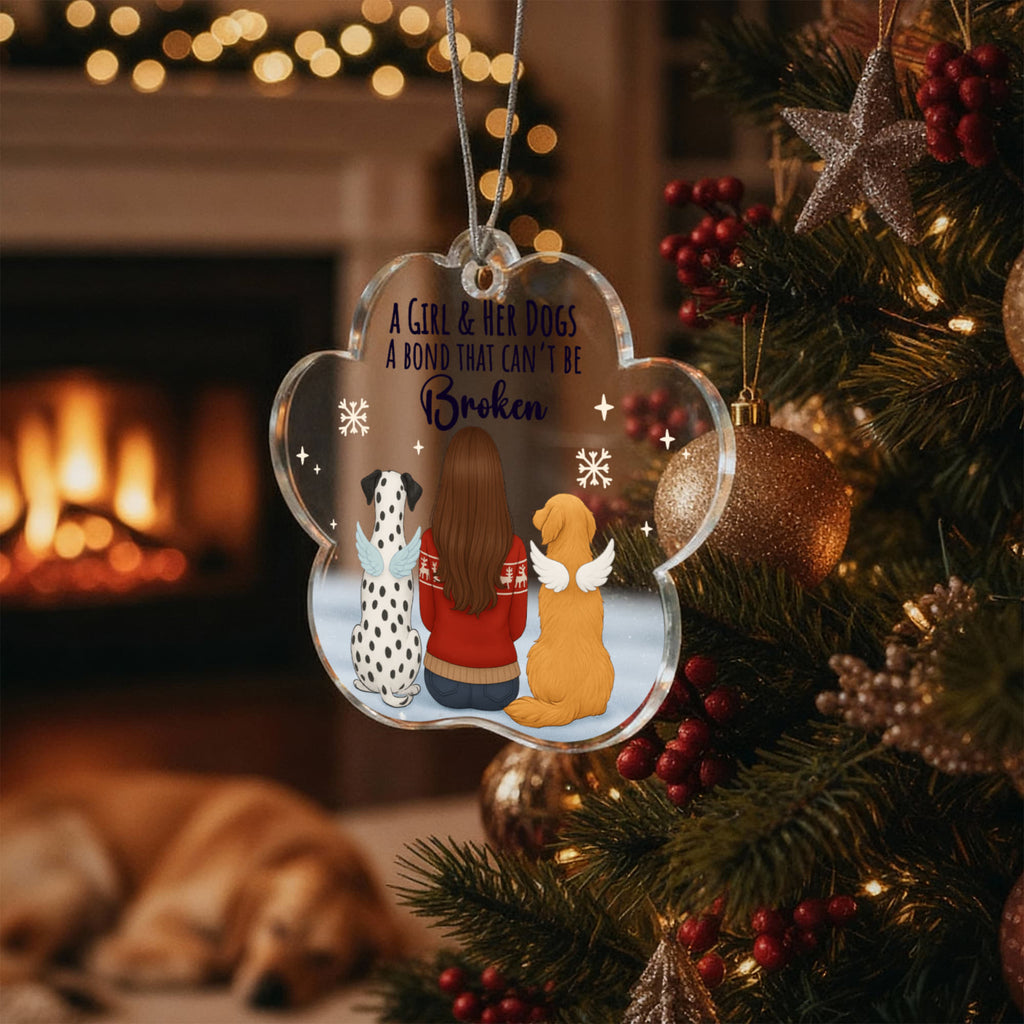A Girl And Her Dogs Acrylic Paw Ornament - Gift for Friend