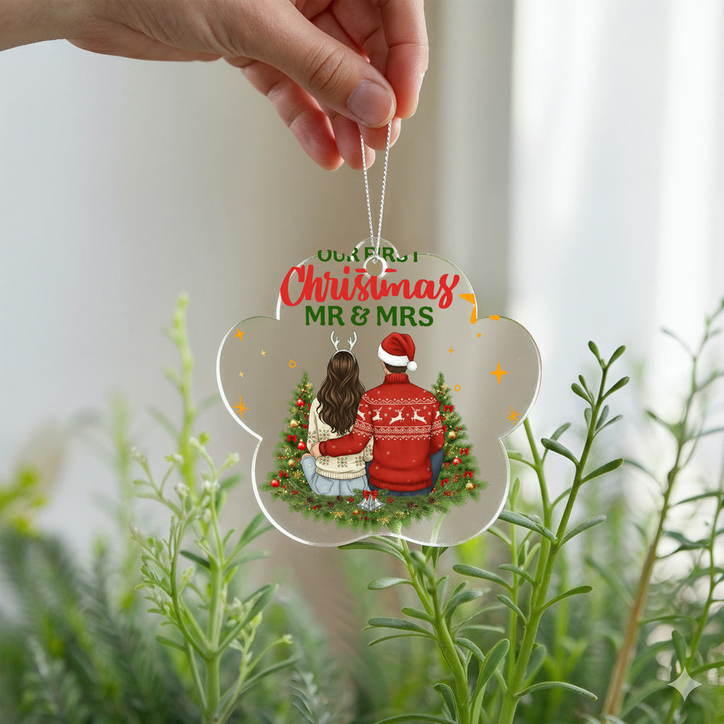 Our First Christmas As Mr & Mrs Acrylic Paw Ornament