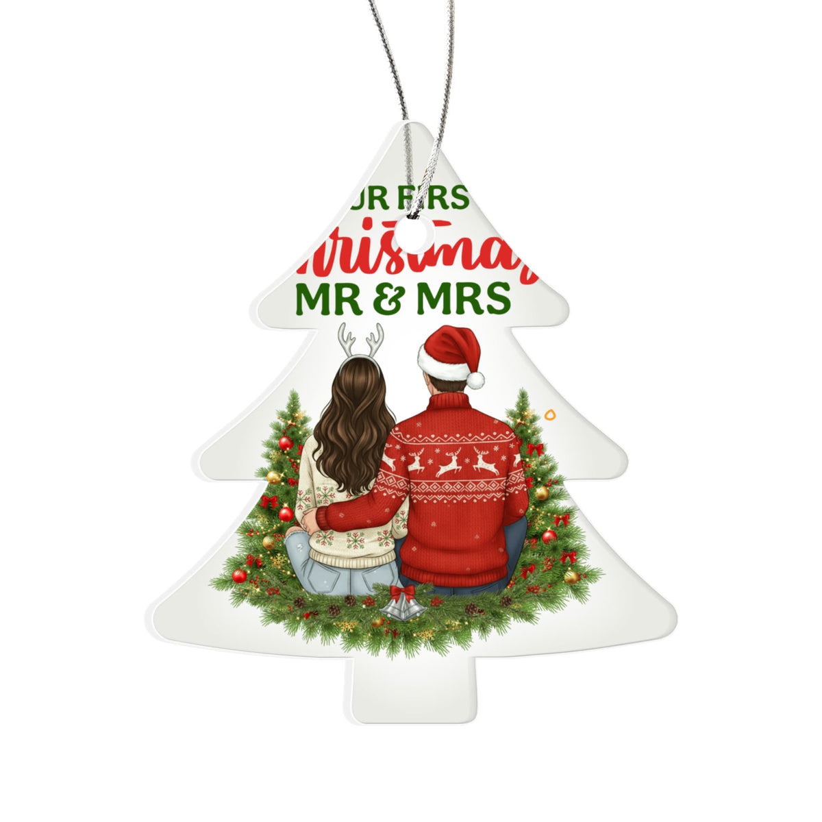 Our First Christmas As Mr & Mrs Acrylic Tree Ornament