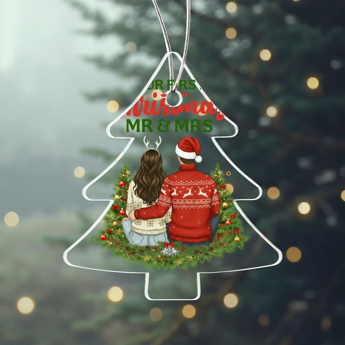 Our First Christmas As Mr & Mrs Acrylic Tree Ornament