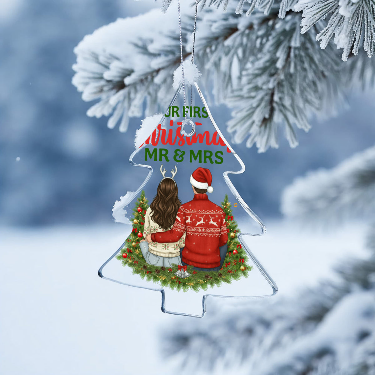 Our First Christmas As Mr & Mrs Acrylic Tree Ornament