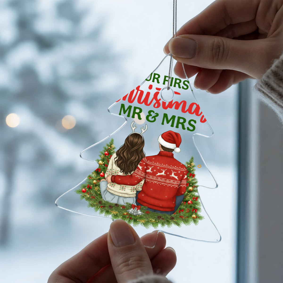 Our First Christmas As Mr & Mrs Acrylic Tree Ornament