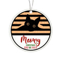 Meowy Christmas Black Cat Circle Ornament, Cat Lover Christmas Gift, Personalized Cat Keepsake