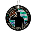 Warning: This Daughter Is Protected By A Veteran, Acrylic Circle Ornament
