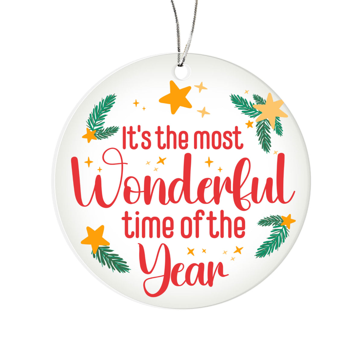 It's The Most Wonderful Time of the Year Acrylic Circle Ornament, Christmas Holiday Keepsake Gift