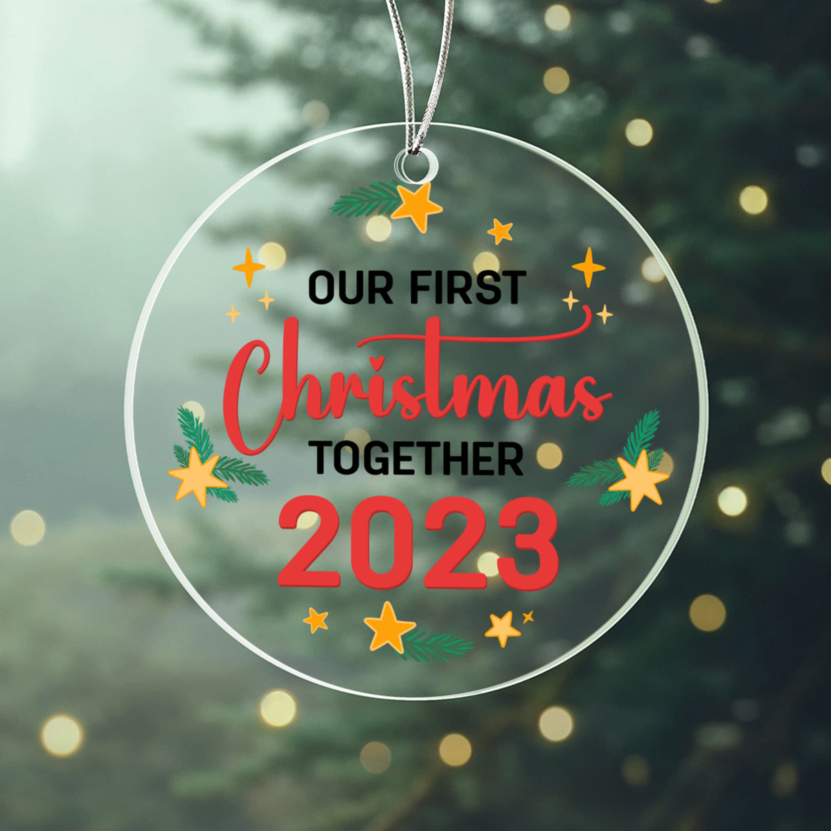 Our First Christmas Together 2023 Acrylic Circle Ornament, Couple Christmas Keepsake Gift