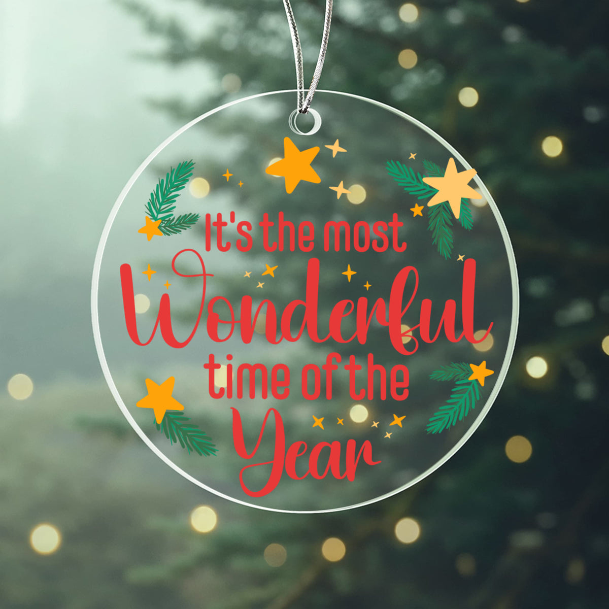 It's The Most Wonderful Time of the Year Acrylic Circle Ornament, Christmas Holiday Keepsake Gift