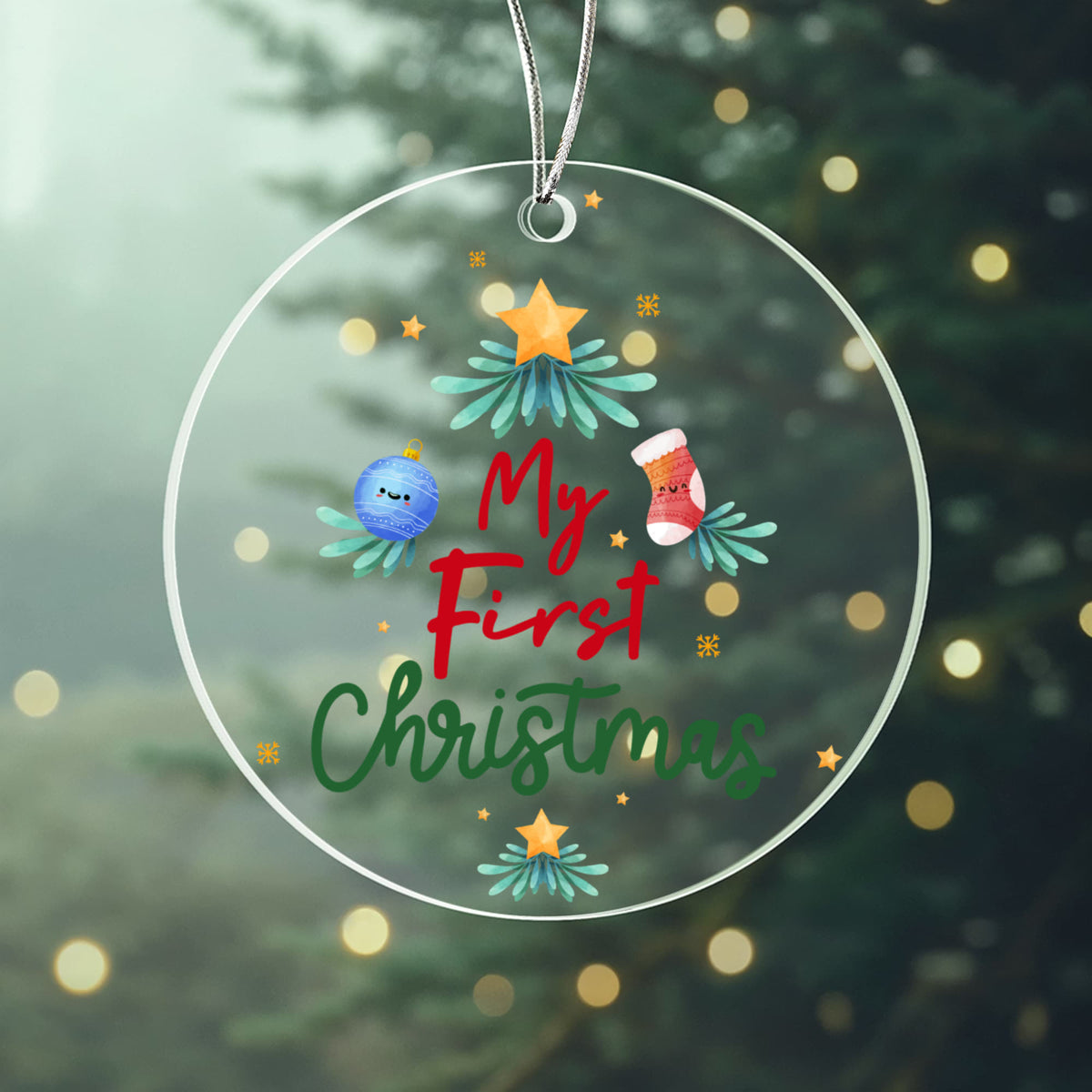My First Christmas Acrylic Circle Ornament