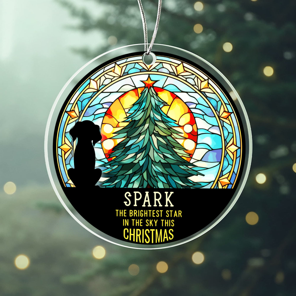 Spark the Brightest Star Acrylic Circle Ornament, Pet Memorial Christmas Keepsake, Dog Loss Gift