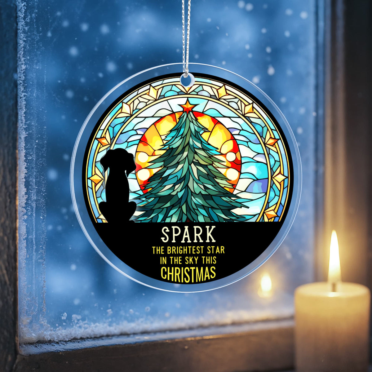 Spark the Brightest Star Acrylic Circle Ornament, Pet Memorial Christmas Keepsake, Dog Loss Gift