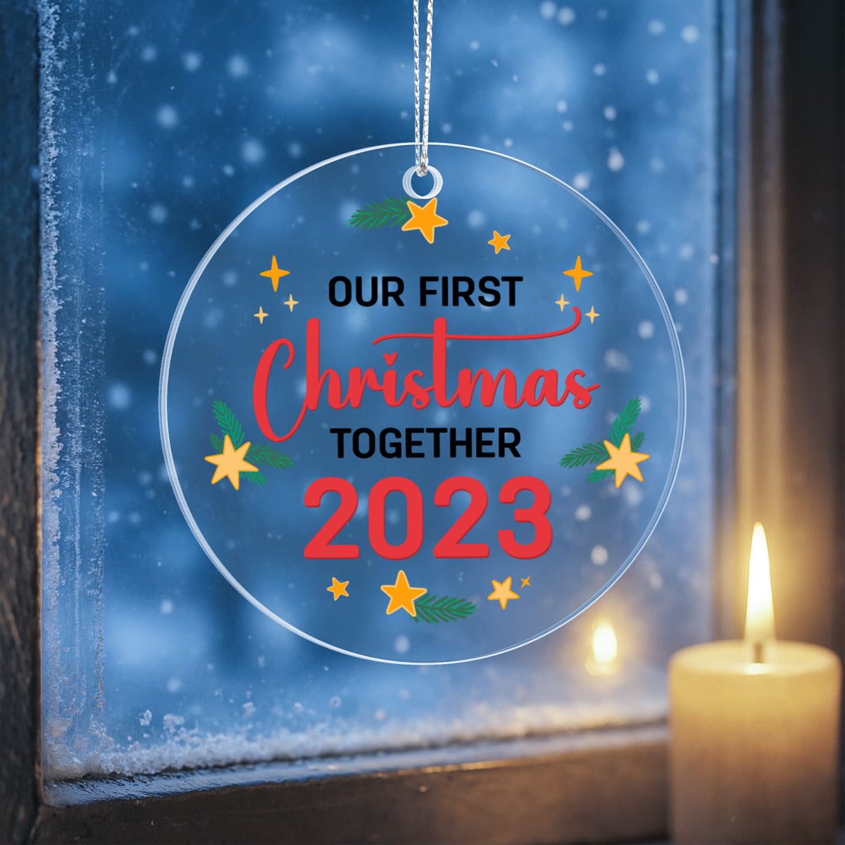 Our First Christmas Together 2023 Acrylic Circle Ornament, Couple Christmas Keepsake Gift