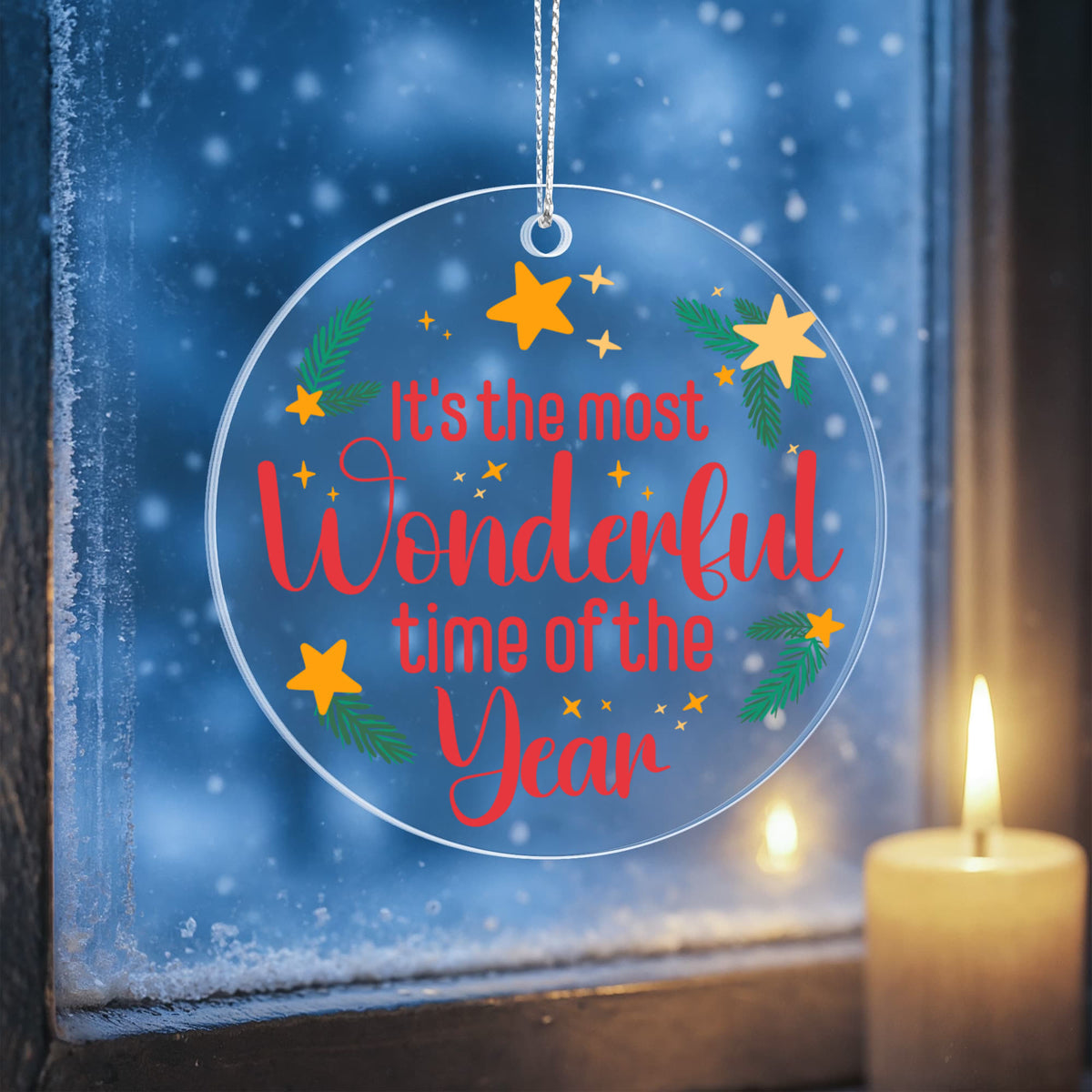 It's The Most Wonderful Time of the Year Acrylic Circle Ornament, Christmas Holiday Keepsake Gift