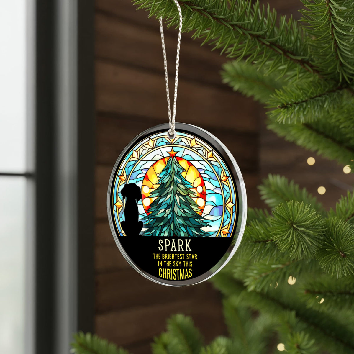 Spark the Brightest Star Acrylic Circle Ornament, Pet Memorial Christmas Keepsake, Dog Loss Gift